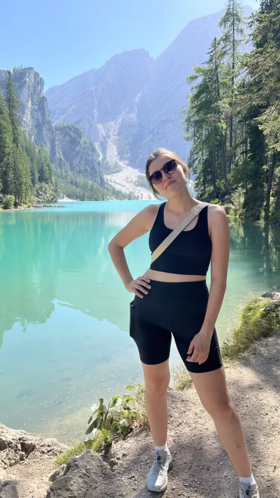 Catu in front of Lago di Braies