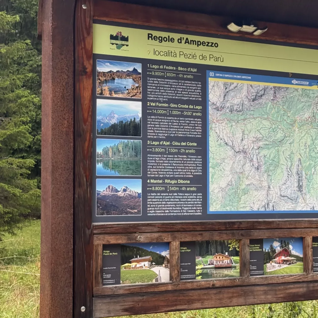 the map of the hike to Lago d'Ajal 