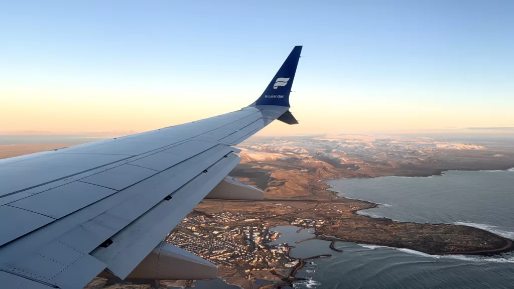 IcelandAir plane landing to Keflavik
