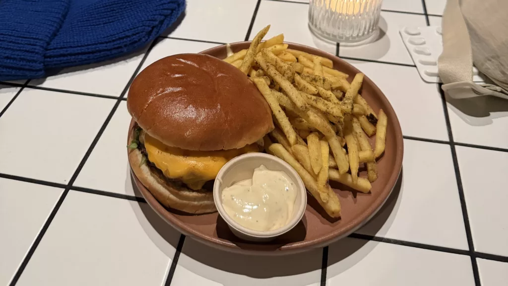 Burger from Hafnartorg Gallery food hall 