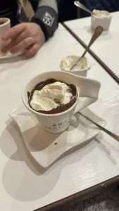 Hot chocolate at Lyskamm bar in Gressoney