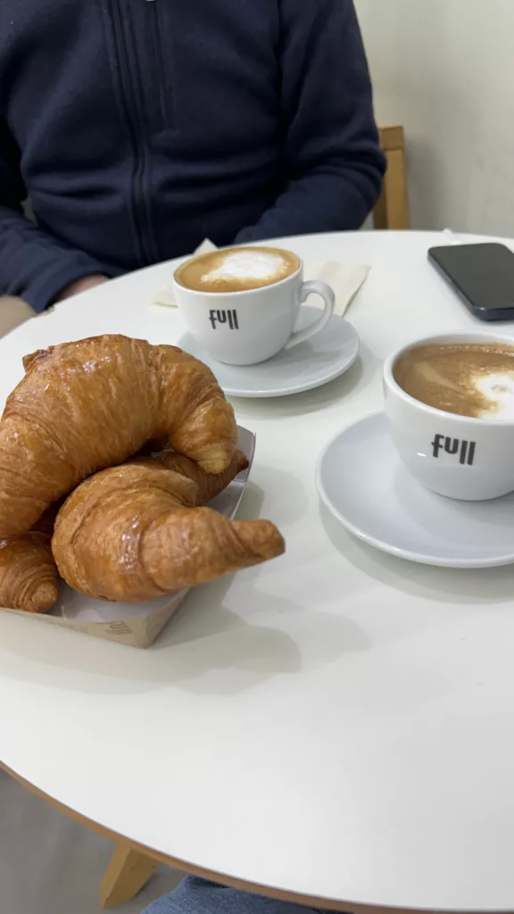 caffe and medialuna at YPF gas station in puerto madryn
