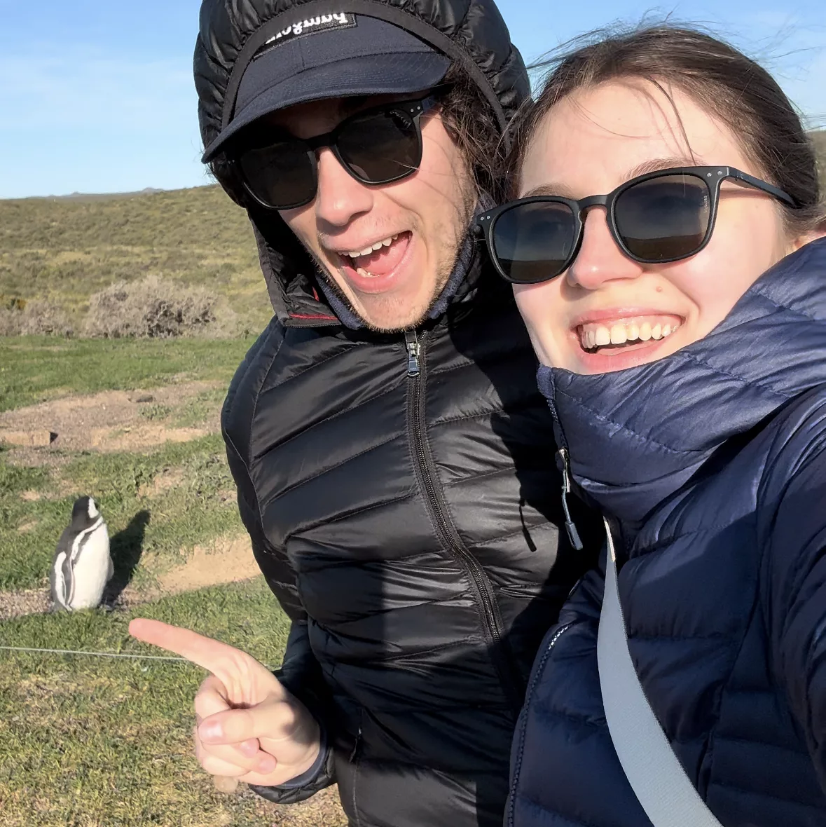 Arthur and Catu with a magellanic penguin in punta tombo
